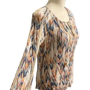 LOVESTITCH tribal Aztec “feather” tie top